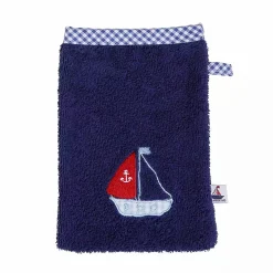 Waschhandschuh Frottee Segelboot