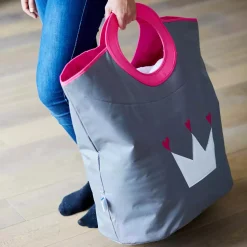 Wäschetasche grau mit Krone